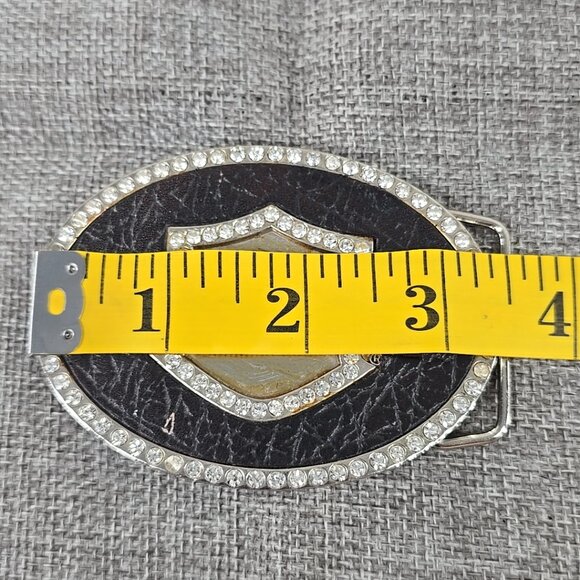 2010 HARLEY-DAVIDSON Oval Belt Buckle – Rhinestone Design, Black Leather ❗AS-IS❗ - Picture 13 of 16